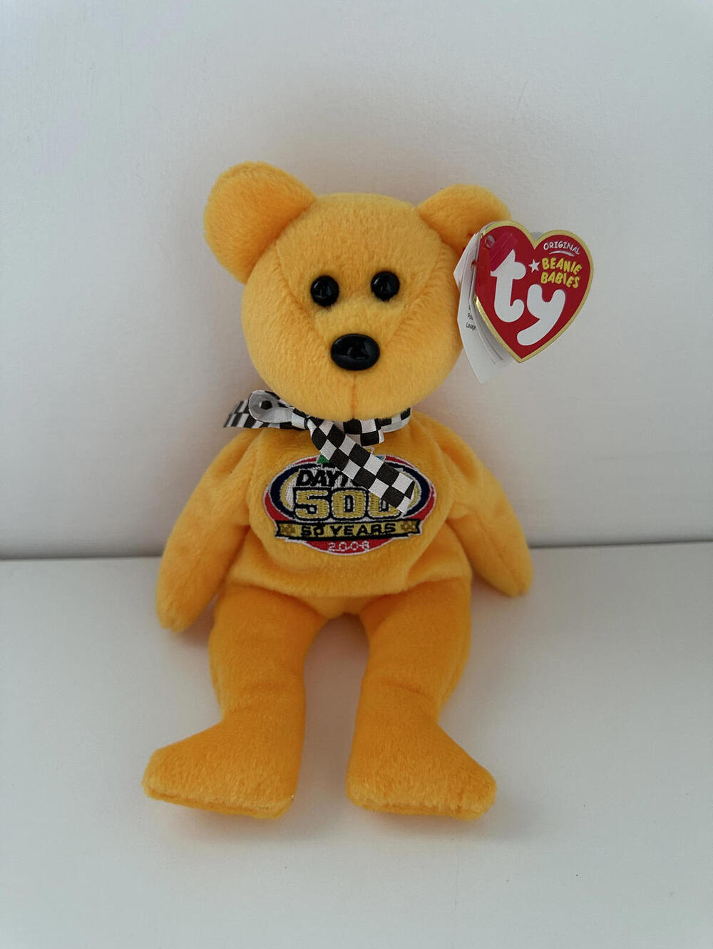 Ty Beanie Baby “Racing Gold” the Nascar Daytona 500 Bear (8.5 inch)